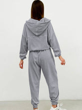 Load image into Gallery viewer, Half Zip Drawstring Hoodie and Pants Set