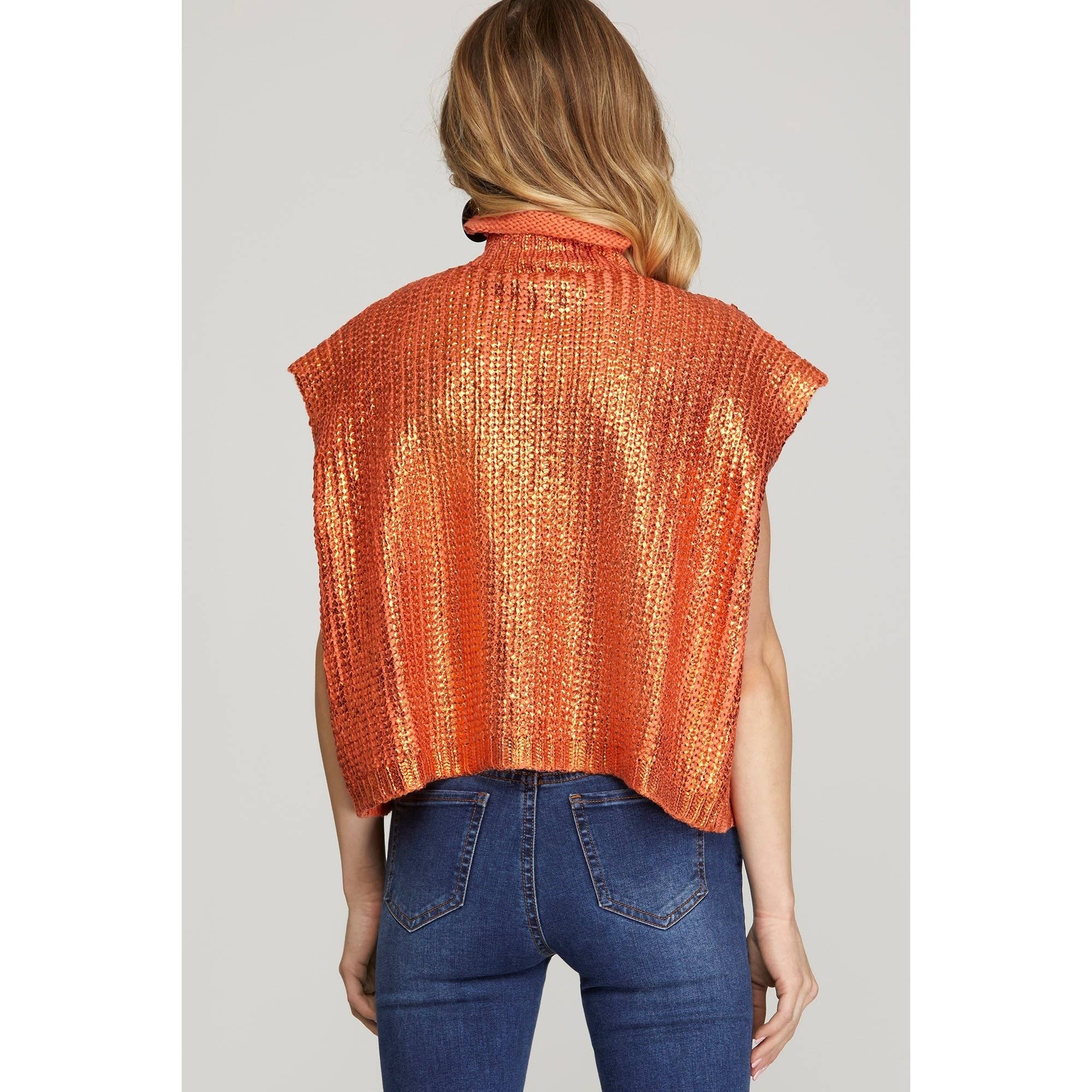 *SALE* Metallic Foil Short Sleeve Sweater Top