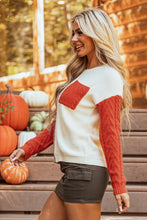 Load image into Gallery viewer, Color Block Round Neck Long Sleeve Sweater