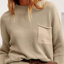 Load image into Gallery viewer, Ribbed Dropped Shoulder Sweater with Pocket