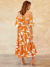 Load image into Gallery viewer, Printed Off-Shoulder Balloon Sleeve Dress