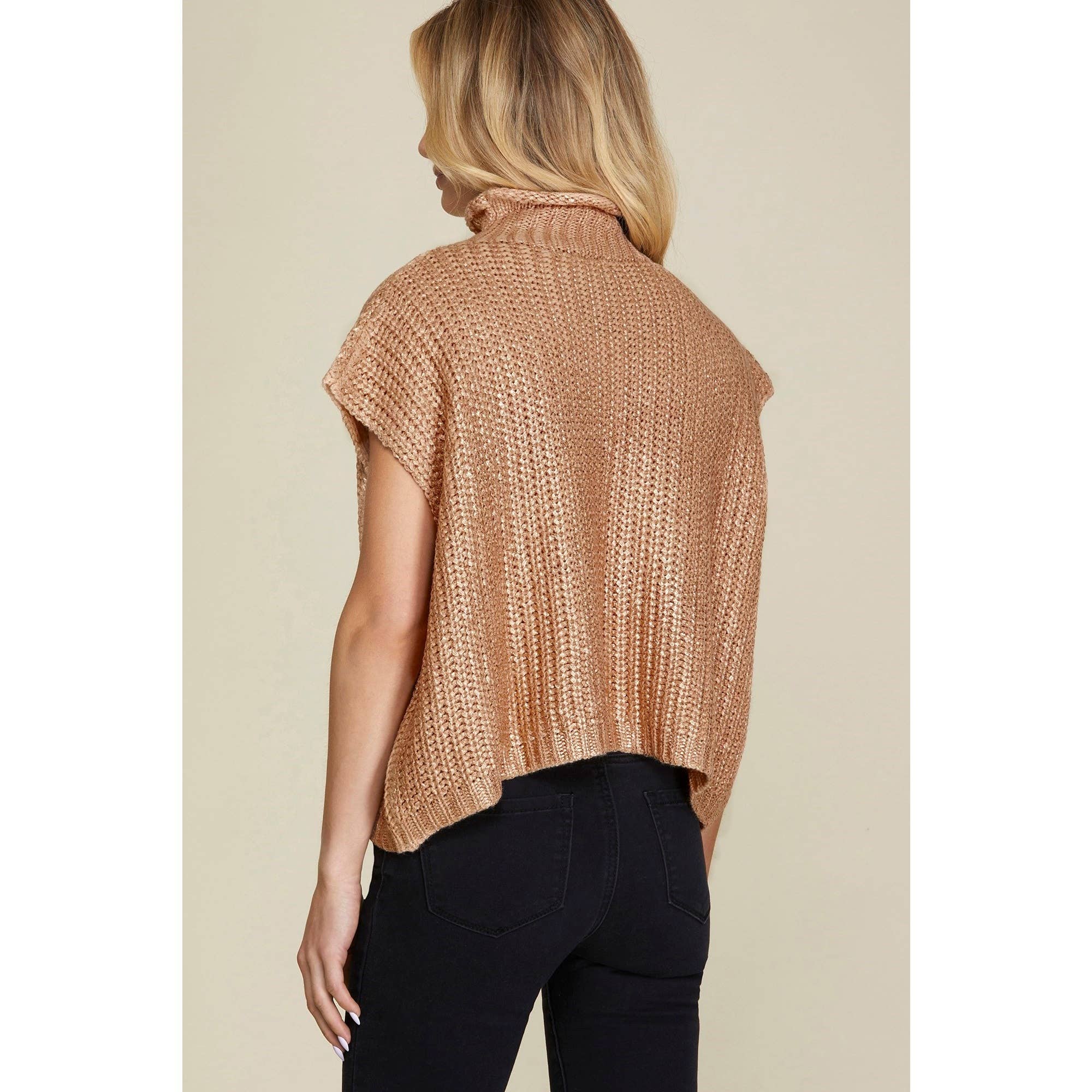 *SALE* Metallic Foil Short Sleeve Sweater Top