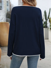 Load image into Gallery viewer, Mandy Contrast Trim Round Neck Long Sleeve Sweater