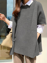 Load image into Gallery viewer, Plus Size Round Neck Slit Short Sleeve Sweater