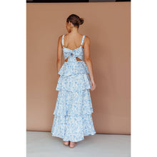 Load image into Gallery viewer, TIE UP TIERED SKIRT MAXI DRESS: BLUE / S