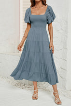 Load image into Gallery viewer, Smocked Square Neck Puff Sleeve Dress