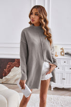 Load image into Gallery viewer, Exposed Seam Mock Neck Slit Sweater