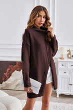 Load image into Gallery viewer, Exposed Seam Mock Neck Slit Sweater