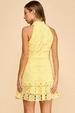 Load image into Gallery viewer, Floral high neck mini dress with ruffled bottom