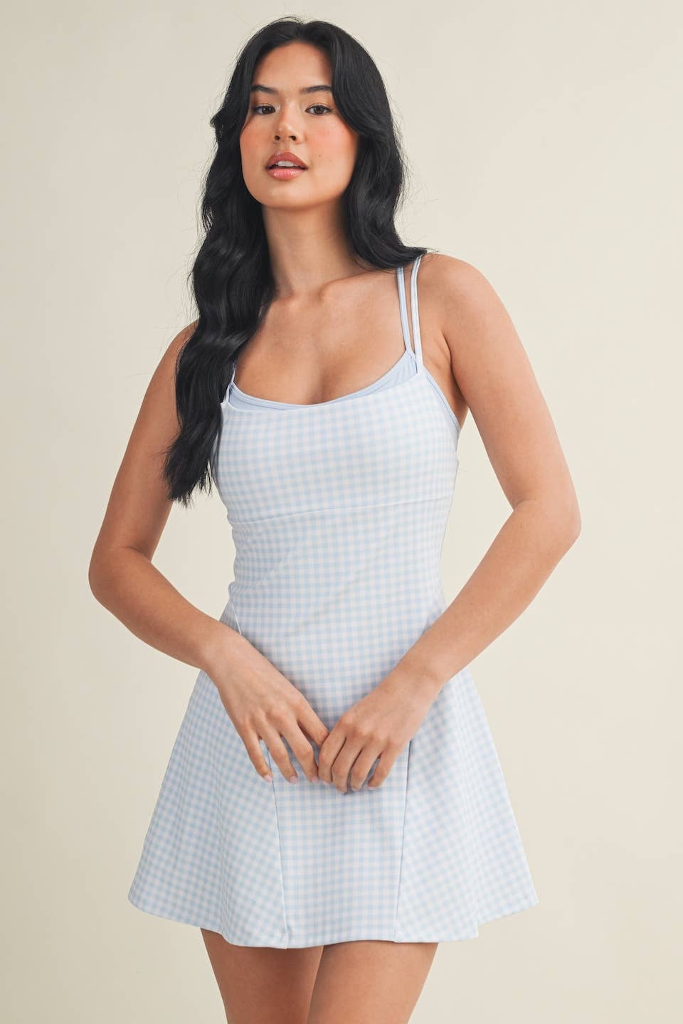 Gingham Print Double Layered Dress