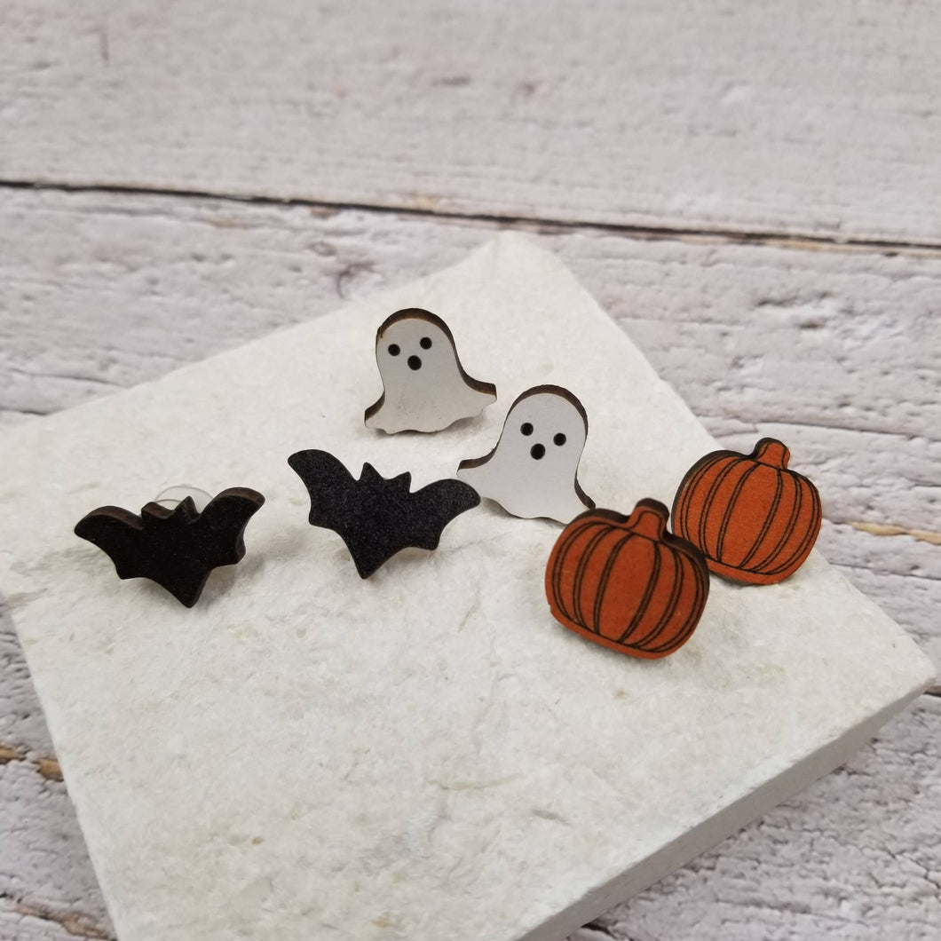 Halloween Ghost Pumpkin Bat Earrings: Pumpkin