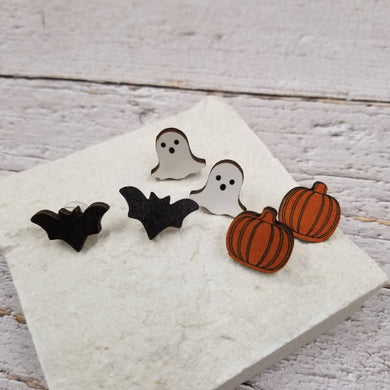 Halloween Ghost Pumpkin Bat Earrings: Bat