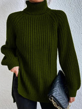 Load image into Gallery viewer, Full Size Turtleneck Rib-Knit Slit Sweater