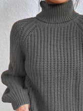 Load image into Gallery viewer, Full Size Turtleneck Rib-Knit Slit Sweater