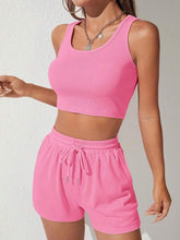 Load image into Gallery viewer, Scoop Neck Wide Strap Top and Drawstring Shorts Set