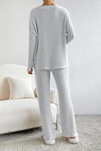 Load image into Gallery viewer, Ribbed V-Neck Top and Pants Set