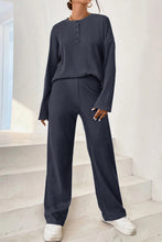 Load image into Gallery viewer, Ribbed Half Button Top and Pants Set