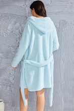 Load image into Gallery viewer, Fuzzy Tied Pocketed Hooded Lounge Nightgown