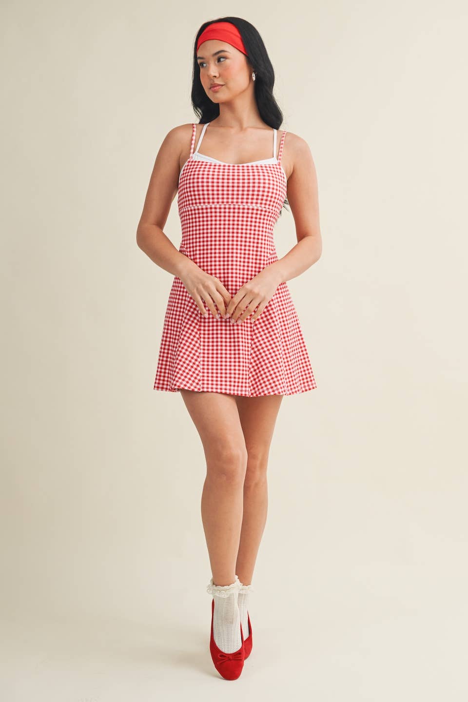 Gingham Print Double Layered Dress