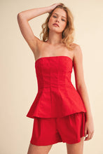 Load image into Gallery viewer, PEPLUM TUBE TOP AND SHORTS