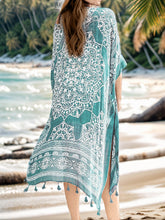 Load image into Gallery viewer, Tassel Printed Open Front Cardigan