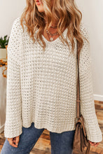 Load image into Gallery viewer, Openwork Round Neck Long Sleeve Sweater