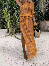 Load image into Gallery viewer, Slit Openwork Single Shoulder Knit Dress