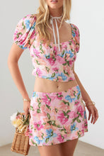 Load image into Gallery viewer, Le Lis Floral Puff Sleeve Crop Top and Mini Skirt Set