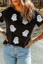 Load image into Gallery viewer, Glitter Ghost Round Neck Short Sleeve T-Shirt