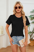 Load image into Gallery viewer, Ruched Round Neck Short Sleeve T-Shirt