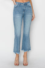 Load image into Gallery viewer, RISEN Full Size High Rise Frayed Hem Flare Jeans