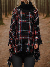 Load image into Gallery viewer, Turtleneck Plaid Raw Hem Sweater