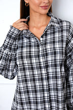 Load image into Gallery viewer, Plaid Button Up Lantern Sleeve Shirt