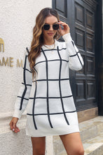 Load image into Gallery viewer, Plaid Round Neck Long Sleeve Sweater Dress