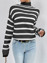 Load image into Gallery viewer, Striped Turtleneck Long Sleeve Sweater