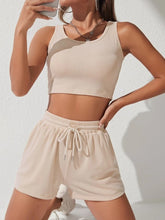 Load image into Gallery viewer, Scoop Neck Wide Strap Top and Drawstring Shorts Set