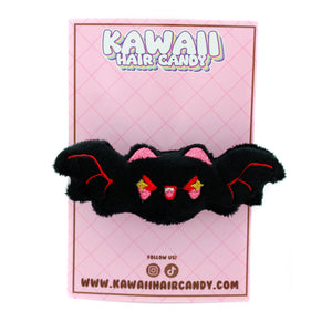 Kawaii Bat Plush Hair Clip: Pink