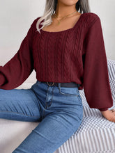 Load image into Gallery viewer, Cable-Knit Square Neck Long Sleeve Sweater