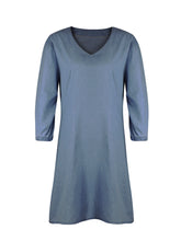 Load image into Gallery viewer, Full Size V-Neck Half Sleeve Denim Dress