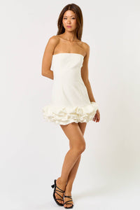 Puffy Ruffled Tube Mini Dress with Lining Short Ins: Pink / L