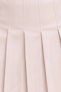 Faux Leather Tennis Skirt: Taupe / L