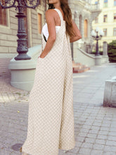 Load image into Gallery viewer, Checkered Pocketed High Waist Wide Leg Overall: Beau Blue / L