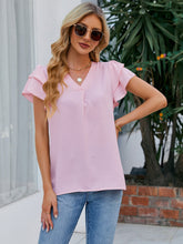 Load image into Gallery viewer, V-Neck Flounce Sleeve Blouse