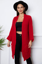 Load image into Gallery viewer, Open Front Long Sleeve Longline Cardigan with Pockets