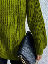 Load image into Gallery viewer, Full Size Turtleneck Rib-Knit Slit Sweater