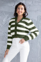 Load image into Gallery viewer, Striped Button Up Cropped Cardigan