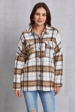 Load image into Gallery viewer, Plaid Button Up Dropped Shoulder Outerwear