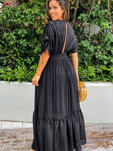 Load image into Gallery viewer, Plunge Neck Tie Sleeve Maxi Dress