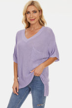 Load image into Gallery viewer, Pocketed V-Neck Half Sleeve Knit Top