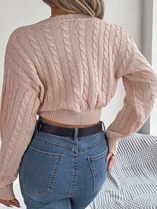 Twisted Cable-Knit V-Neck Sweater